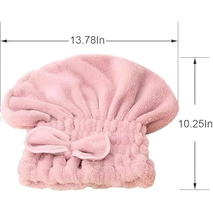 Absorbent Hair Towel - Thick Microfiber Cape for Quick Hair Drying, Comfortable and Gentle Fit for Females and Girls, Pink Color, Pack of Two - Image 3